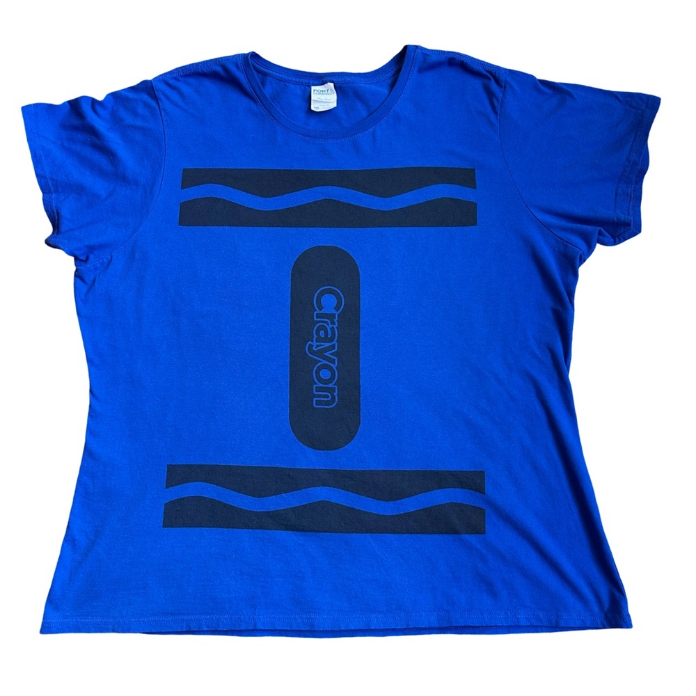 Vintage Blue Crayon Short Sleeve Tee Shirt Women’s Size 3XL EUC